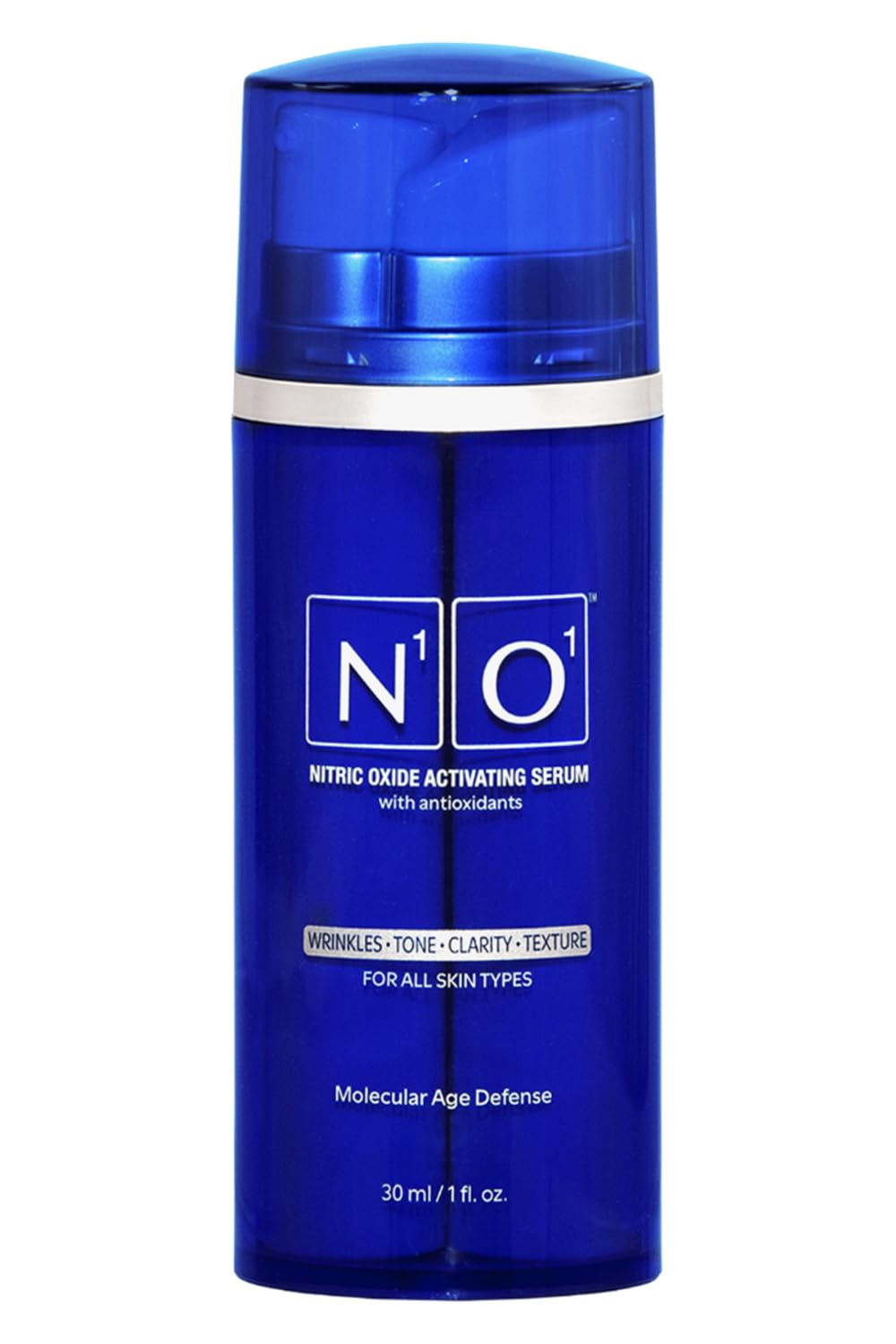 N1O1 serum activador de óxido nítrico en botella, hidratación suave para la piel.