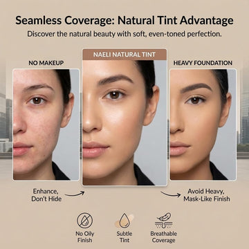 NAELI acabado natural con tinte mineral SPF50 para piel igualada.