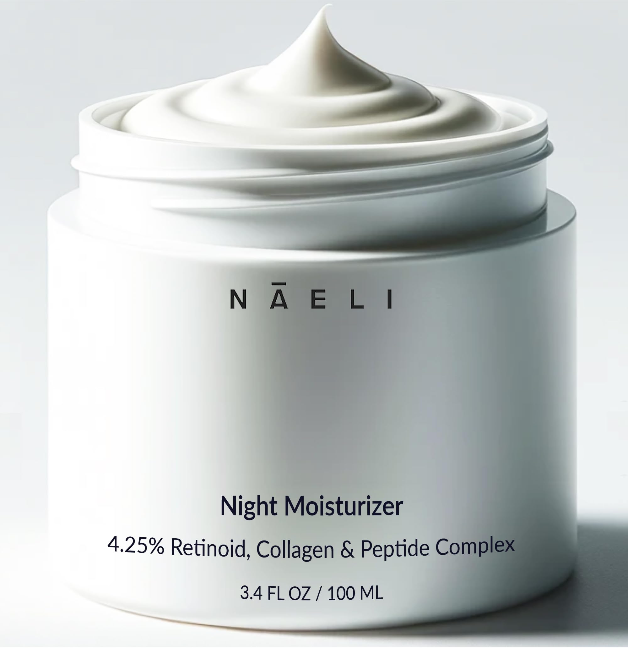 NAELI Crema de Retinol Noche, botella destacada, favorece textura suave y tono más uniforme.
