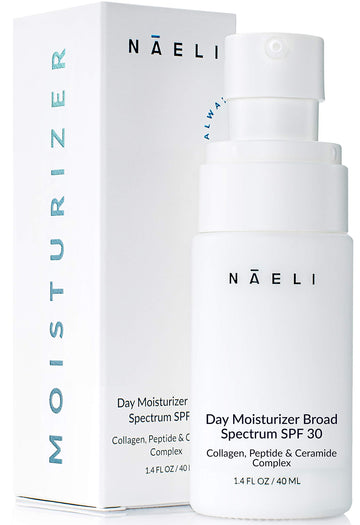 NAELI hidratante facial con SPF 30 en botella; protege piel y mantiene hidratación.