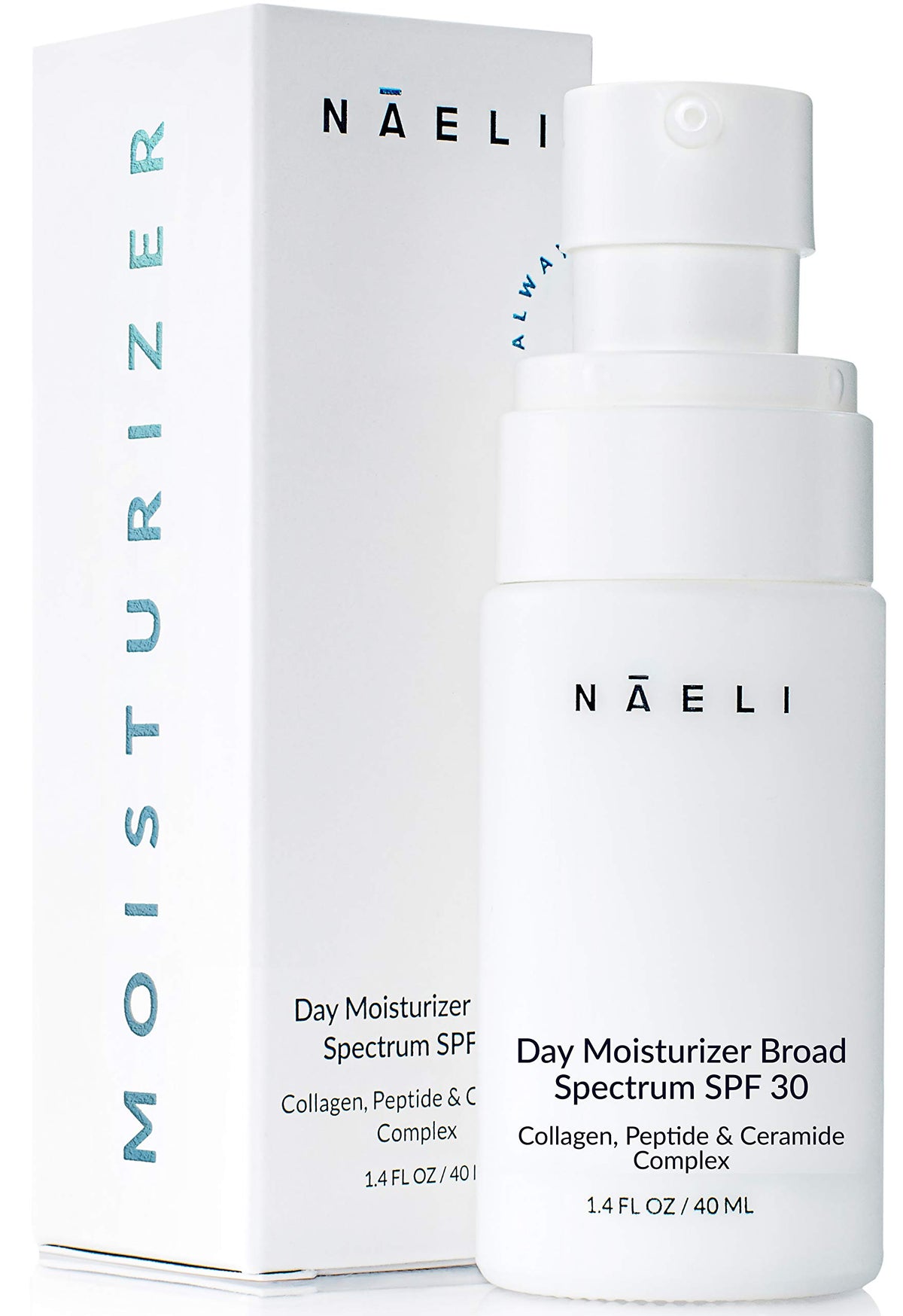 NAELI hidratante facial con SPF 30 en botella; protege piel y mantiene hidratación.
