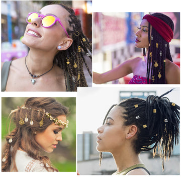 Nafaboig anillos para trenzas plata, añade brillo y fijación segura.