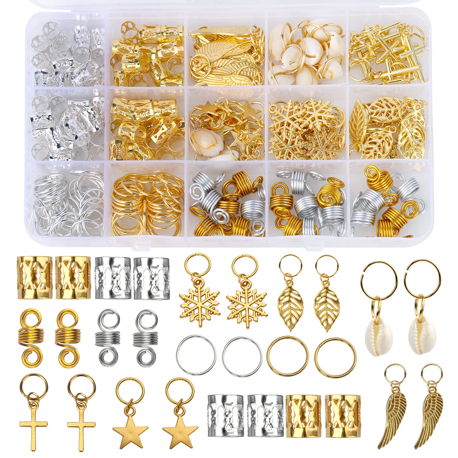 Nafaboig cuentas para trenzas oro, embellece peinados con durabilidad.
