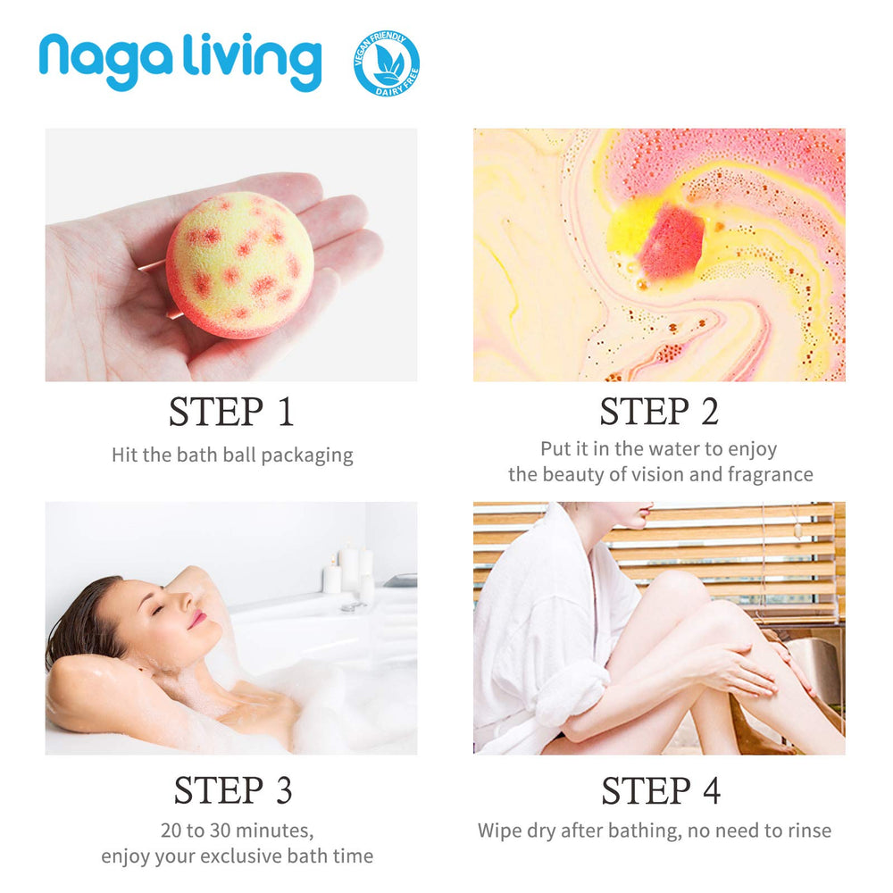 Nagaliving Bombas de Baño Rosas Mañana: rosa suave para ritual diario de relajación.