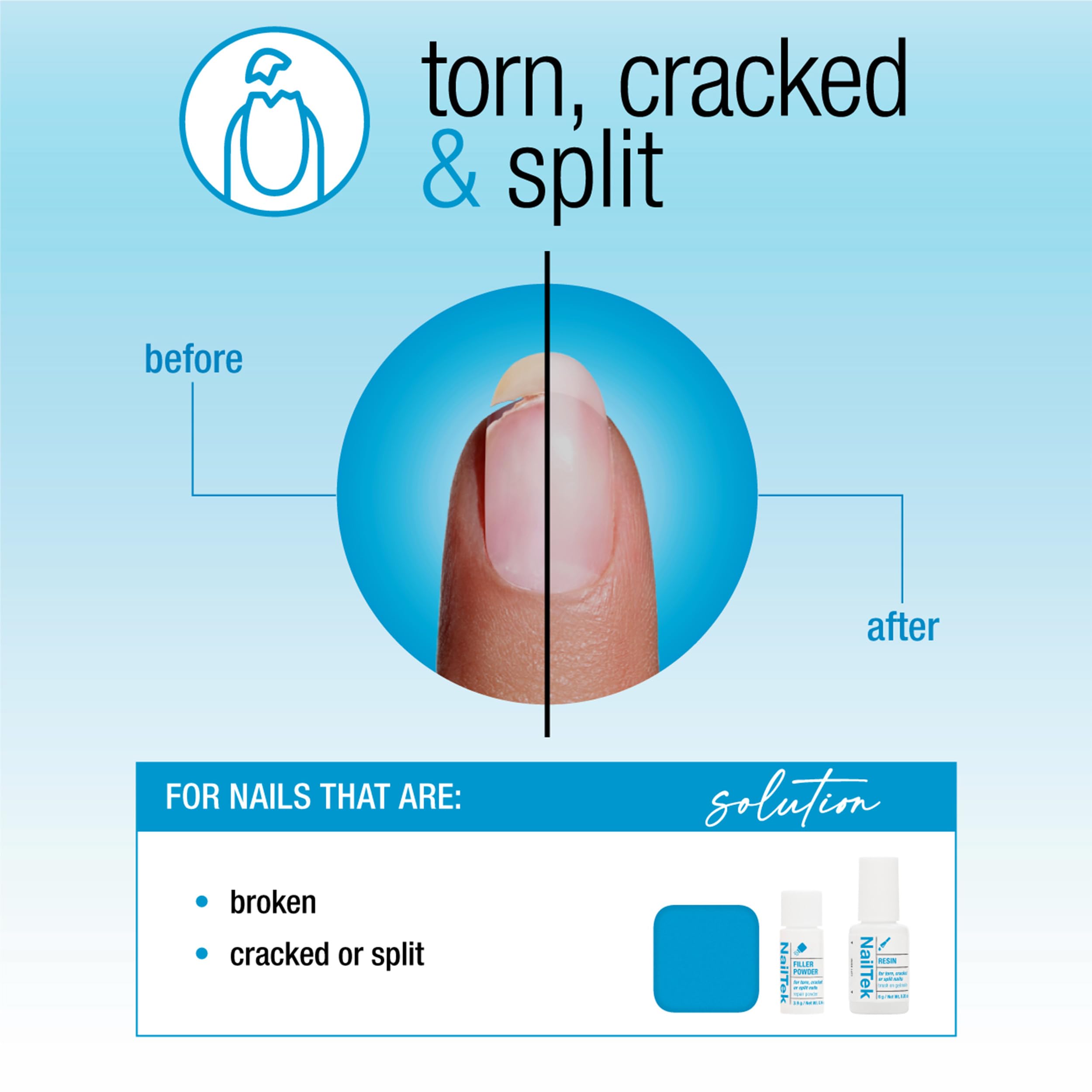 Nail Tek polvo relleno – rellena huecos y fortalece uñas.