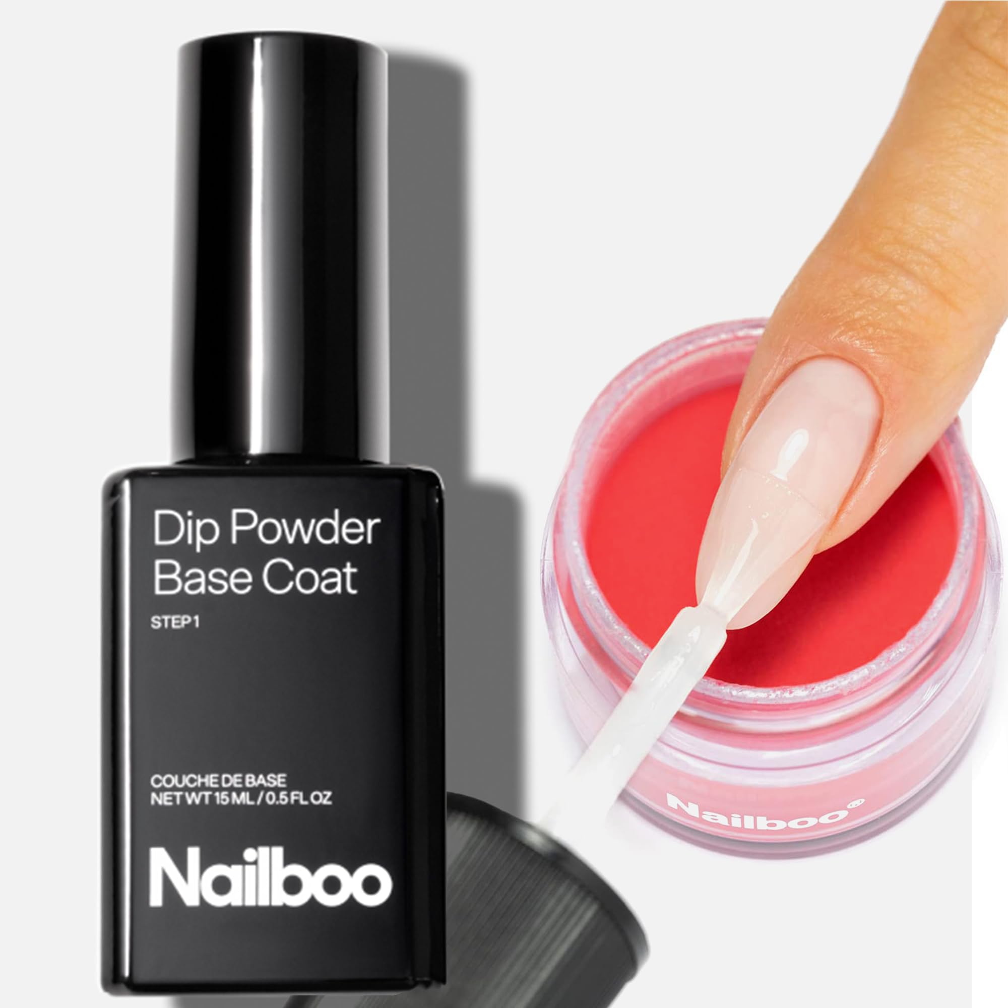 Nailboo capa superior para polvo de inmersión, acabado liso y resistente.