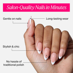 Close-up of Nailboo Frenchie set applying quick DIY manicure