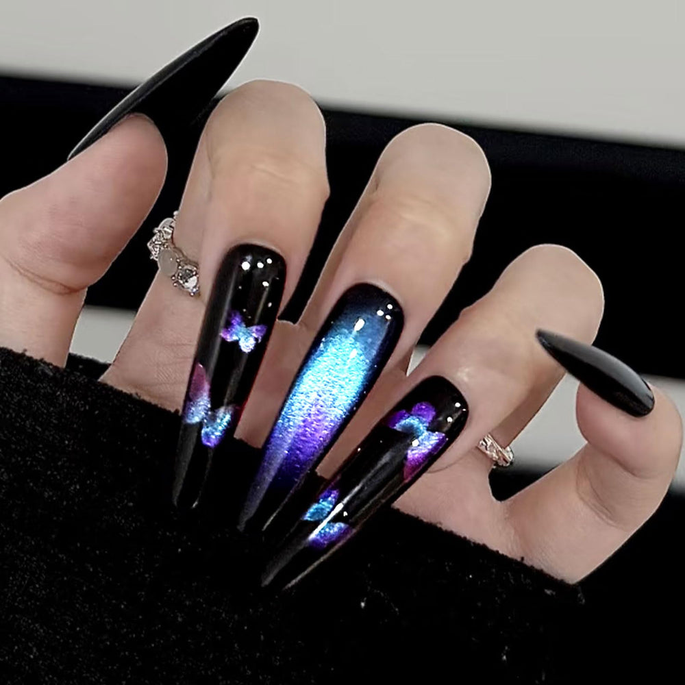 NAILGIL efecto galaxia holográfica, brillo cambia con la luz para manicuras dinámicas.