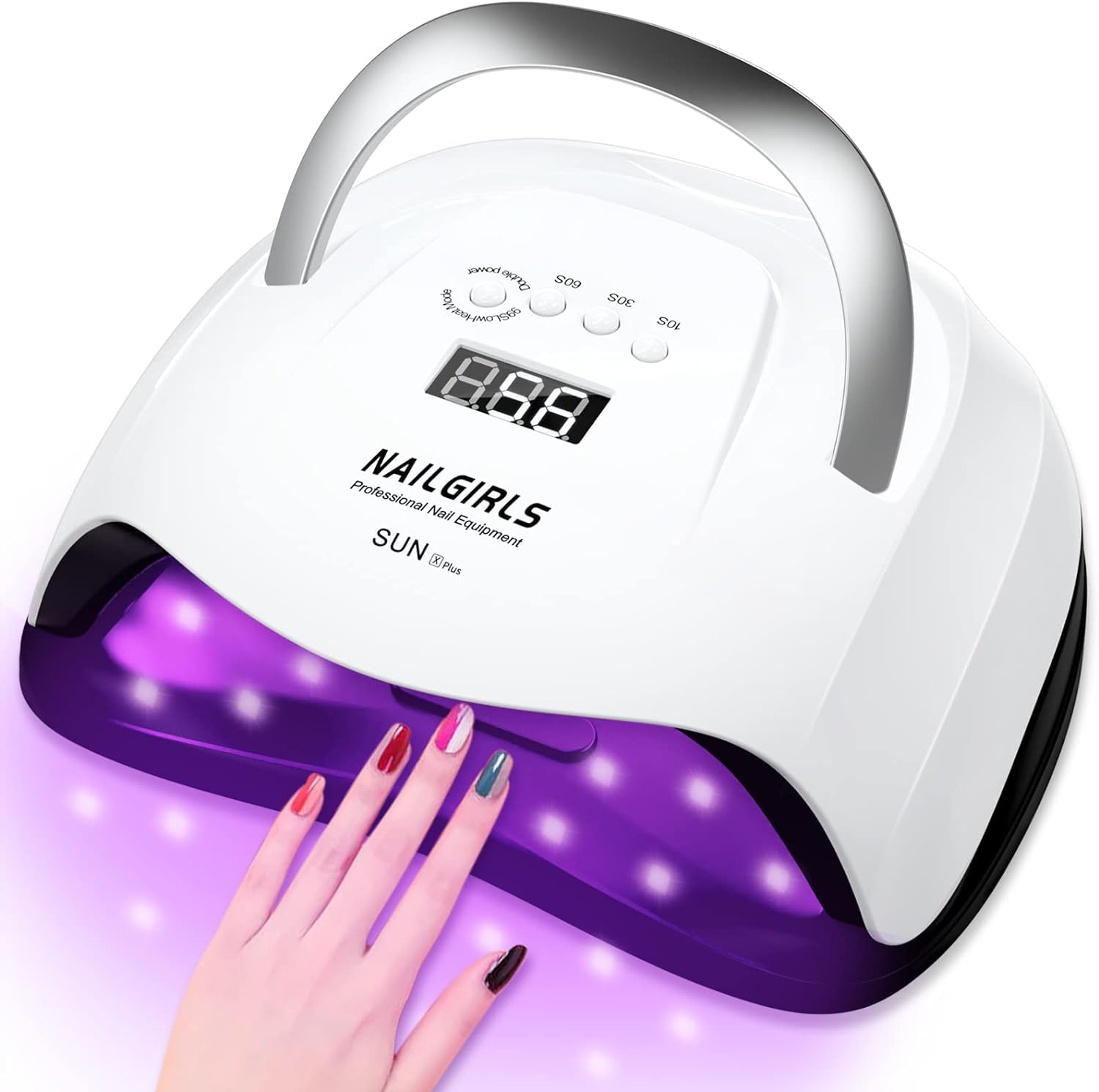 NAILGIRLS lámpara UV LED 168W en uso para uñas en casa