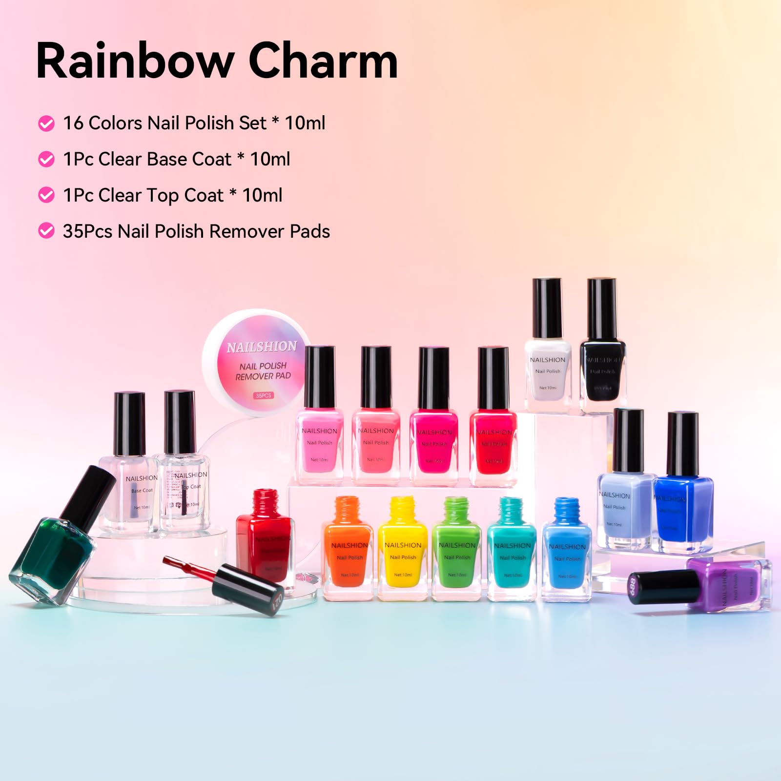 Aplicación con pincel Nailshion para una capa suave y uniforme.