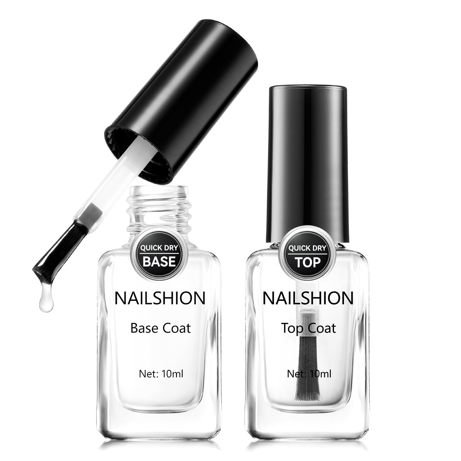 Nailshion base cristal claro protege uñas y evita manchas.