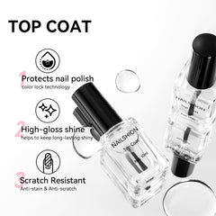 Nailshion Capa Superior brillo alto, protección de color duradera.