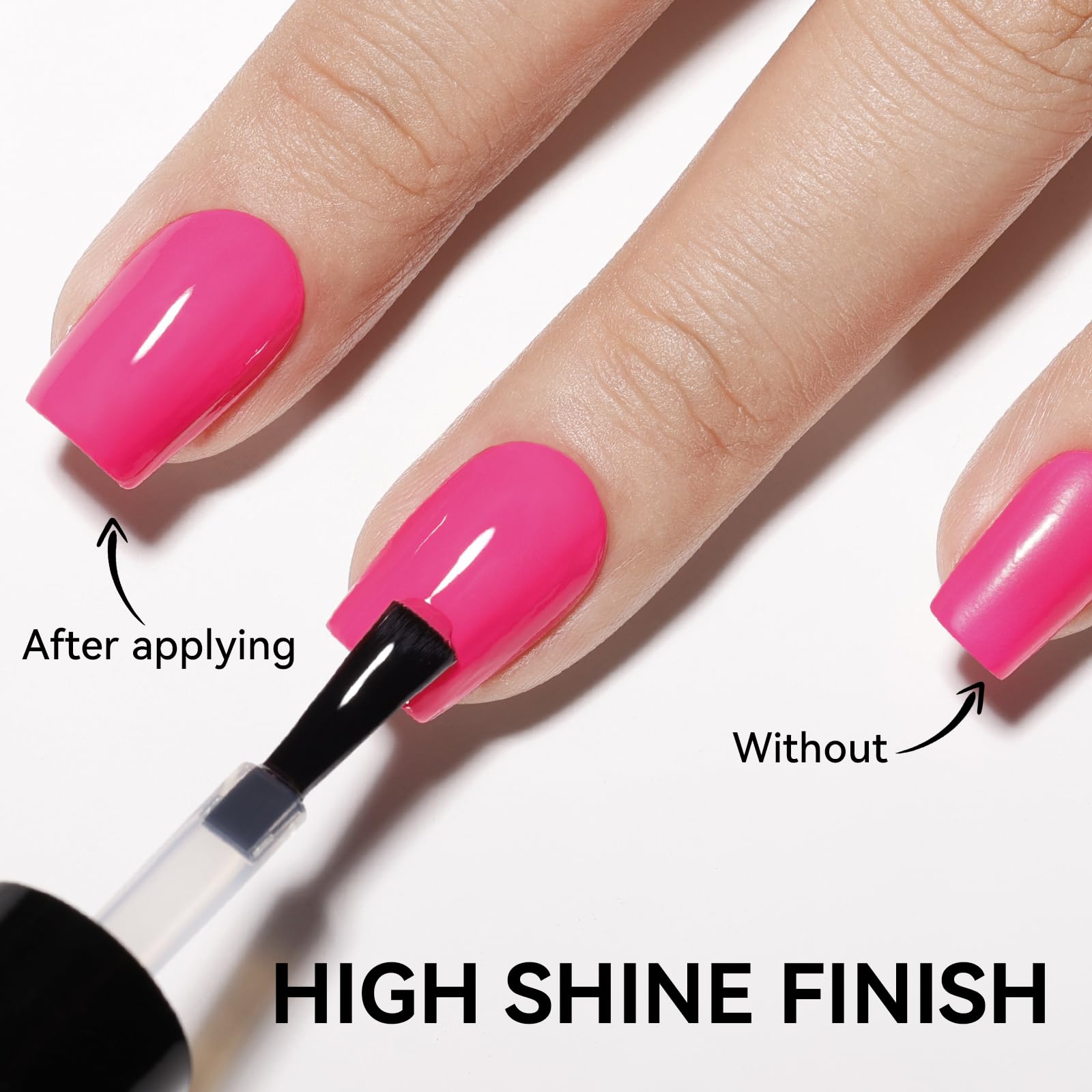 Nailshion Capa Superior pincel ancho, aplicación suave.