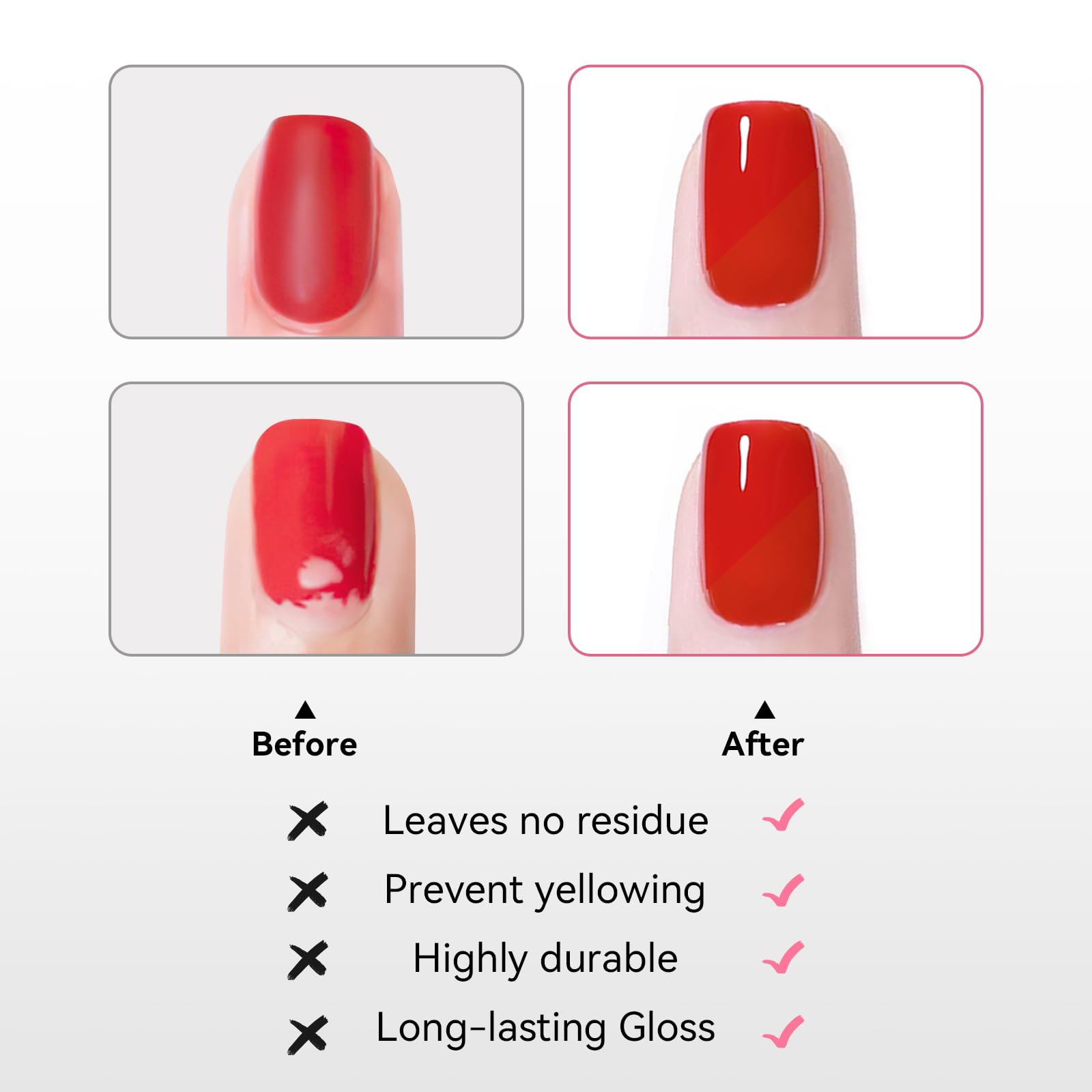 Nailshion Capa Superior protege el color con acabado transparente.