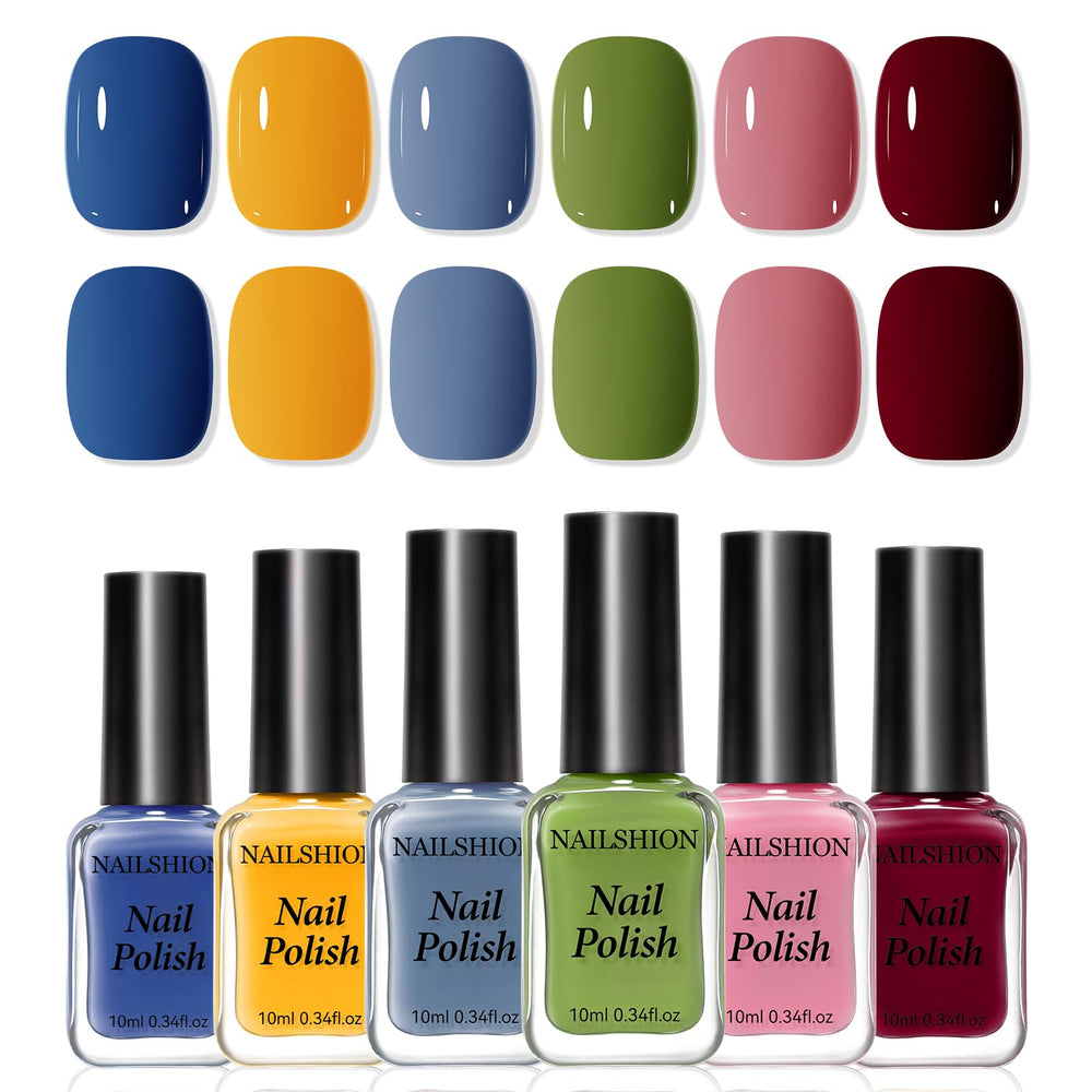 Nailshion set de esmaltes de invierno con 6 colores para manicura vibrante en casa.