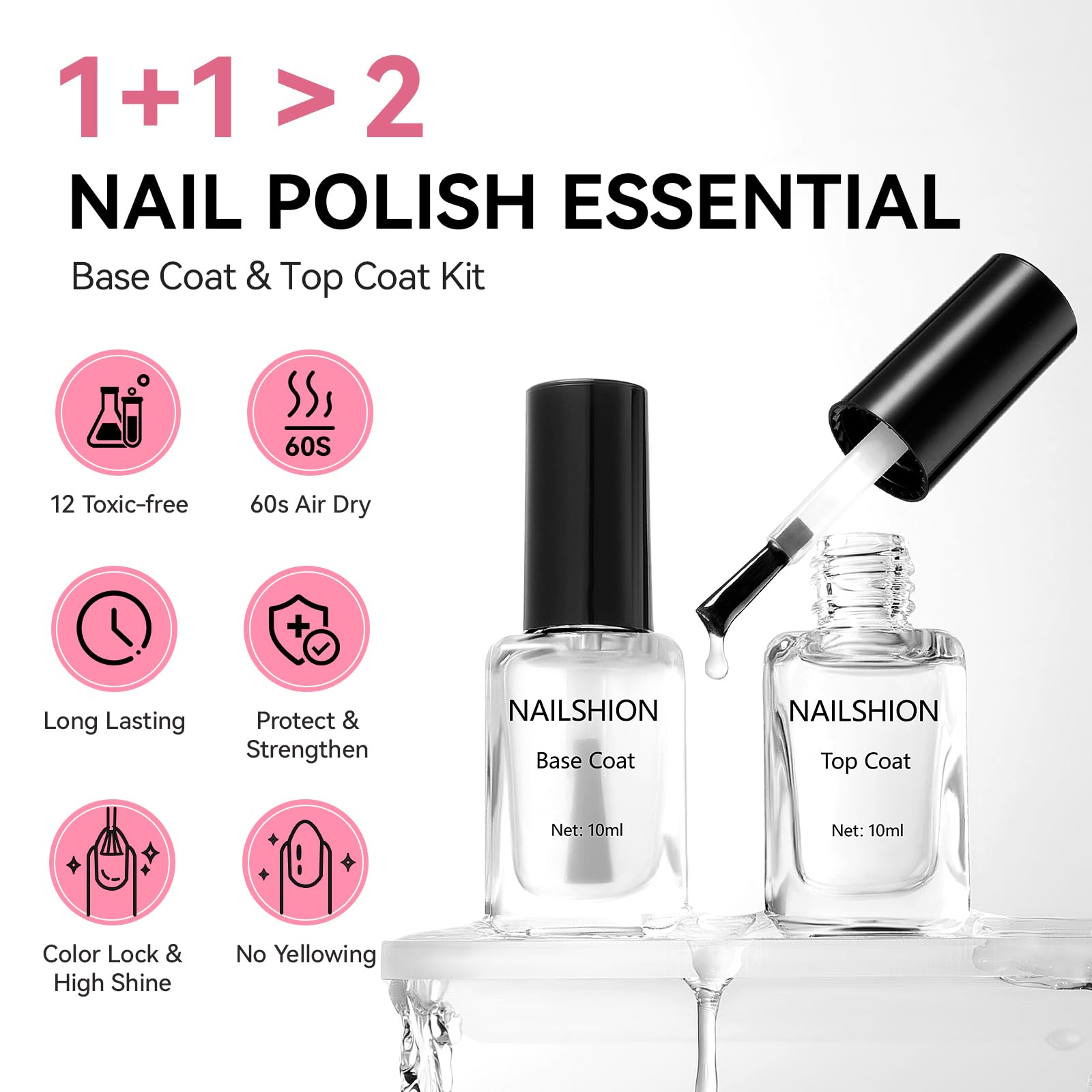 Nailshion VE y calcio nutren uñas para un acabado sano.
