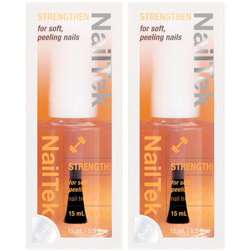 Nail Tek Fortalecedor Fórmula 2 con brocha para fortalecer uñas débiles y cuidar su salud.