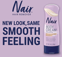 Nair botella loción cacao manteca, empaque compacto ideal para uso en casa.