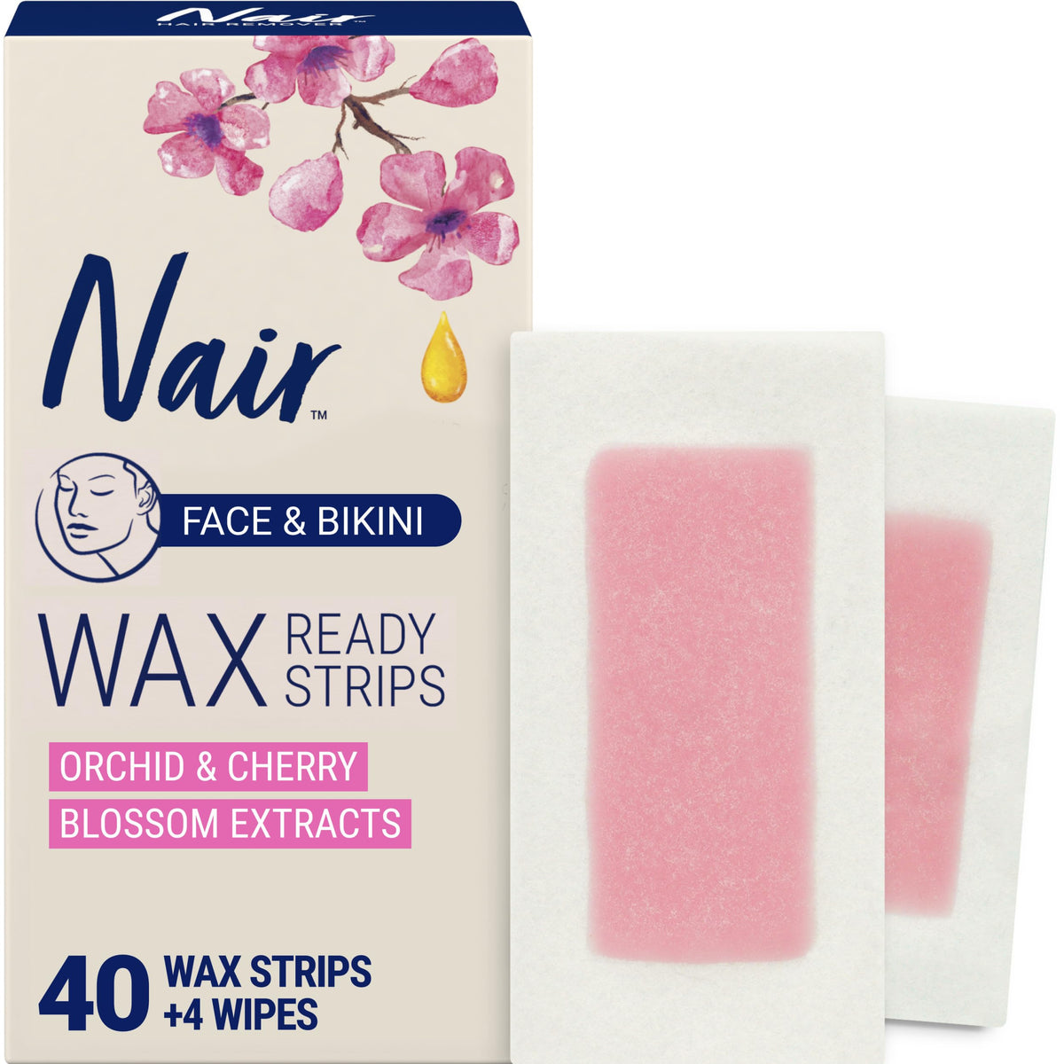 Nair cintas de cera para cara y bikini, piel suave al instante.