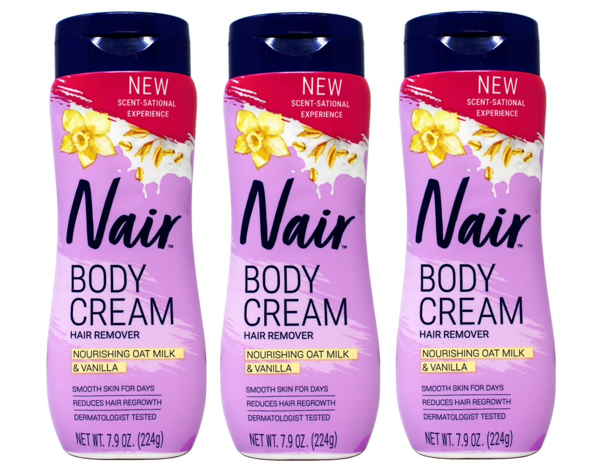 Nair crema corporal remover pelo con avena y vainilla, piel suave tras la aplicación