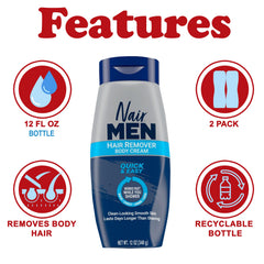 Nair Men Crème Dépilatoire pour Corps – bouteille prête à l’emploi, dépilation efficace.