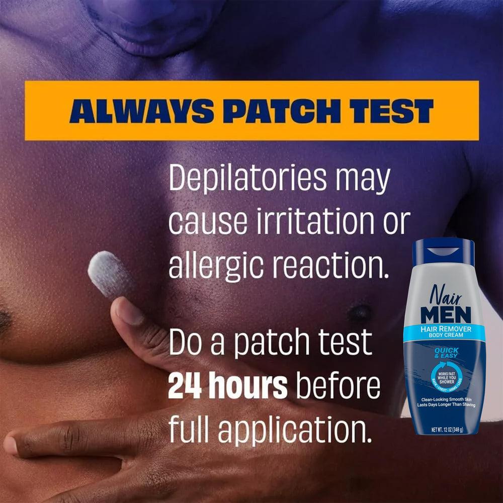 Utilisation par les hommes: Nair Men, dépilation pratique du corps.