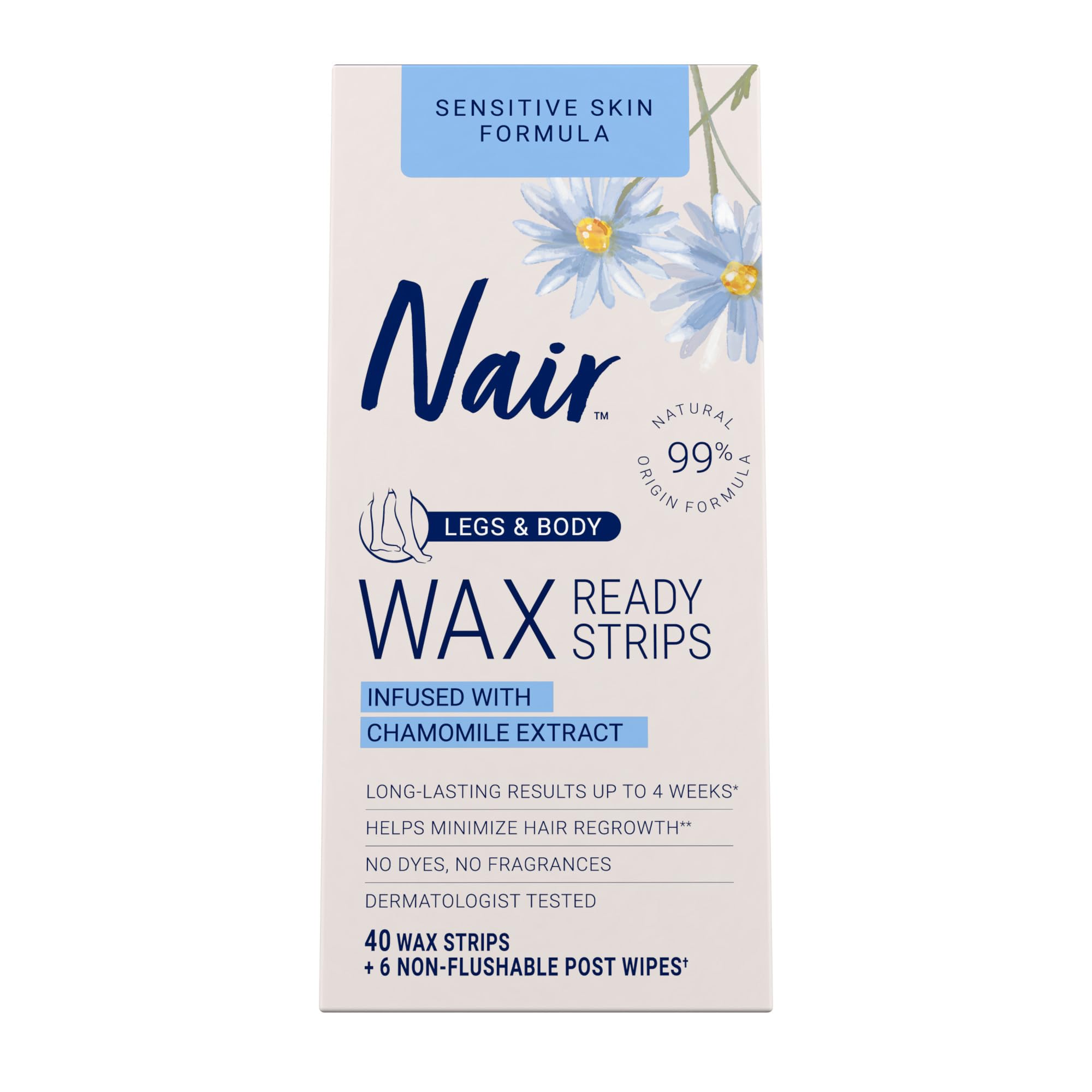Nair Sensitivo: tiras para piernas y cuerpo, piel suave.
