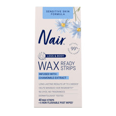 Nair Sensitivo: tiras para piernas y cuerpo, piel suave.