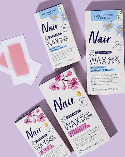 Tiras de cera Nair para bikini y rostro con manzanilla.