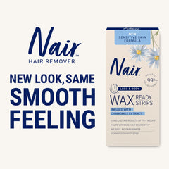 Nair tiras de cera sin necesidad de calentar para uso fácil.