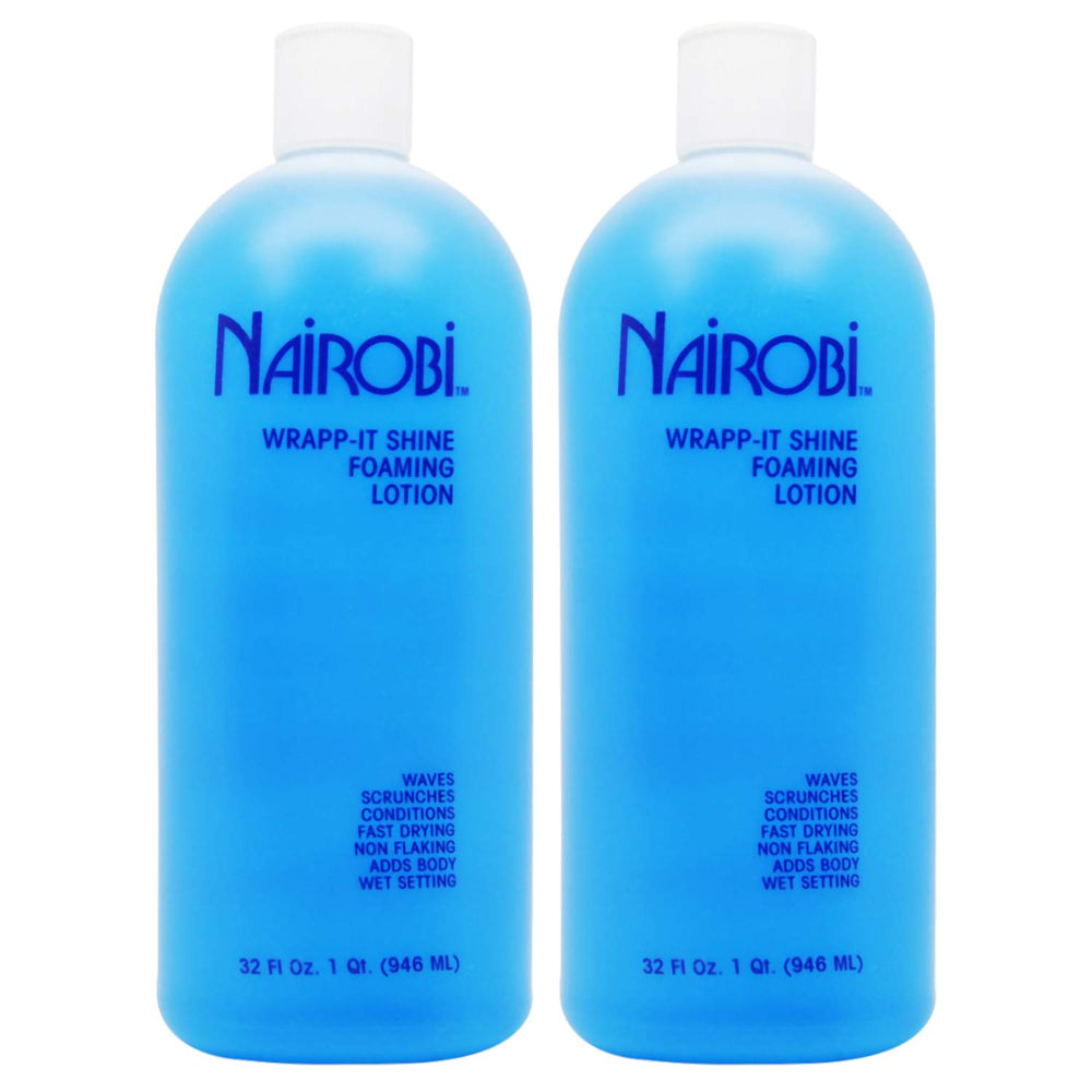 Nairobi Wrapp-It Shine pack de 2 bouteilles 946 ml, pratique pour routine beauté.
