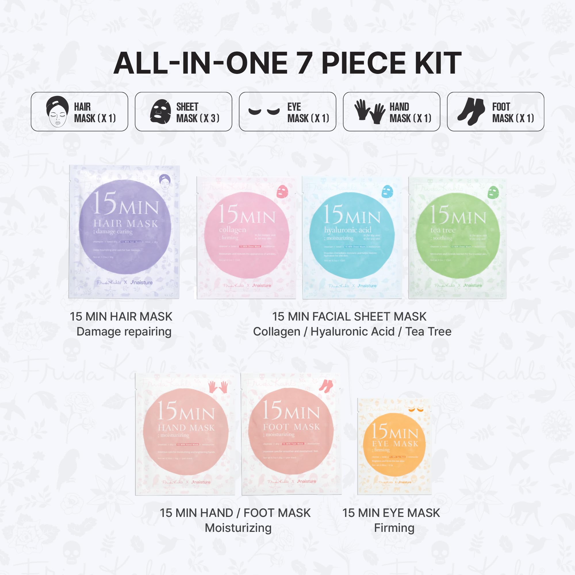 Naisture Frida Kahlo Kit: mascarilla facial ligera para luminosidad y cuidado de la piel.