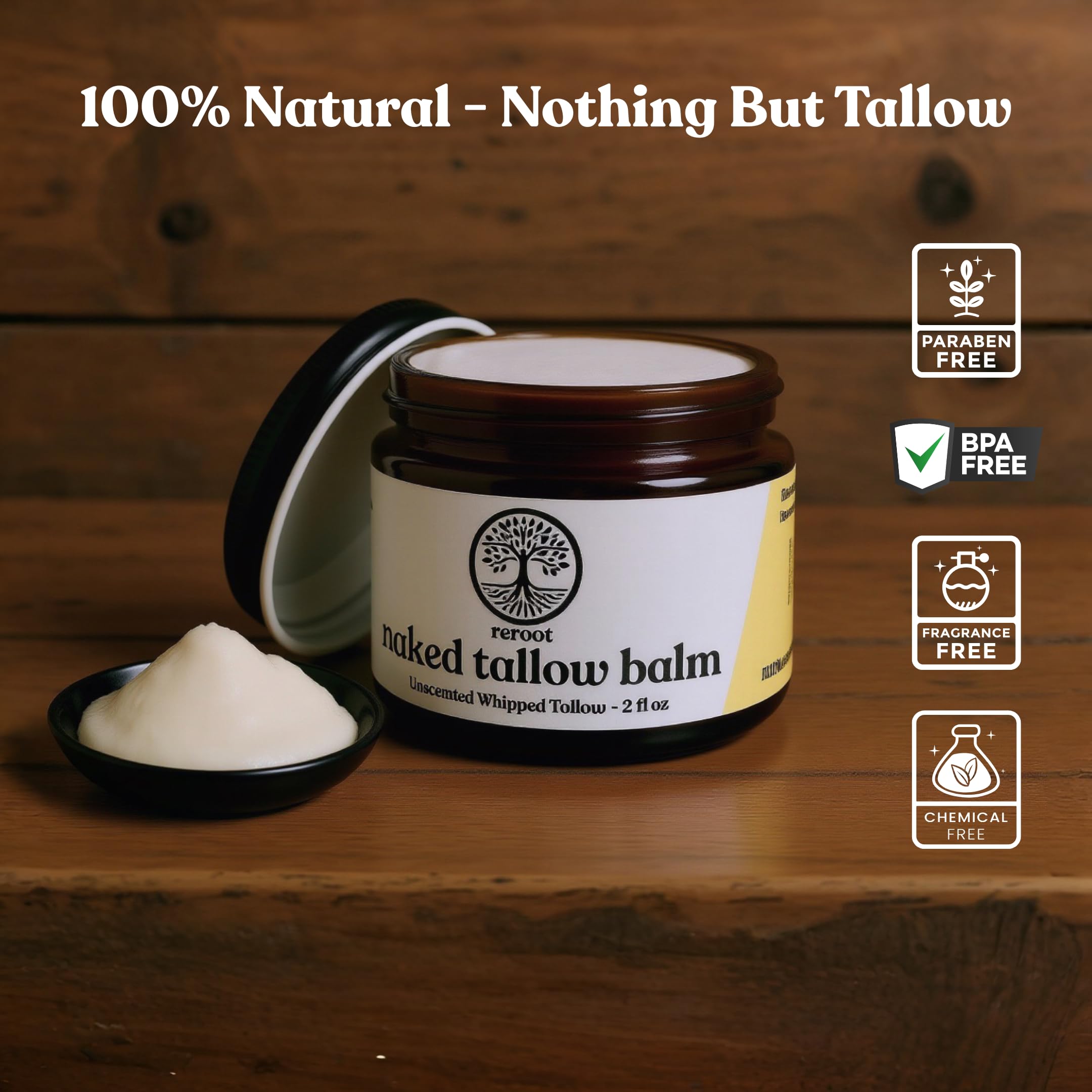 Naked Tallow Balm: ingrediente único para hidratación suave.