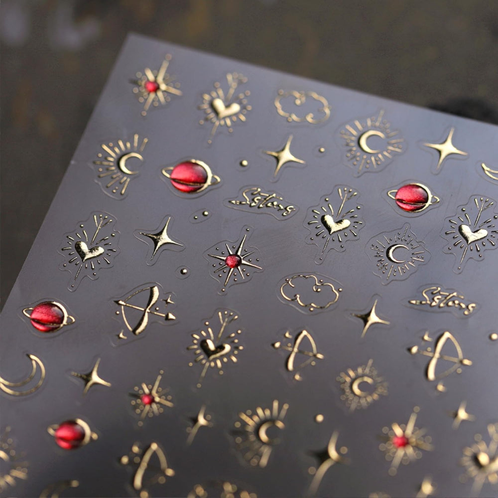 Namrec pegatinas oro corazones luna para uñas, ideal para acabado sofisticado y duradero