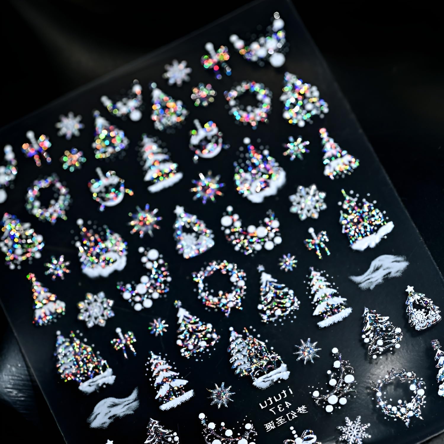 Namrec estampas uñas Navidad copo de nieve 5D para glamour invernal