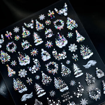 Namrec estampas uñas Navidad copo de nieve 5D para glamour invernal