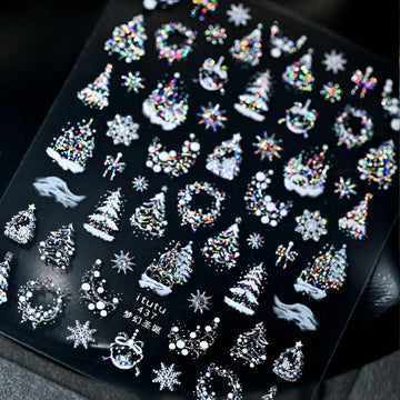 Namrec estampas uñas Navidad estrella 5D aporta destellos elegantes