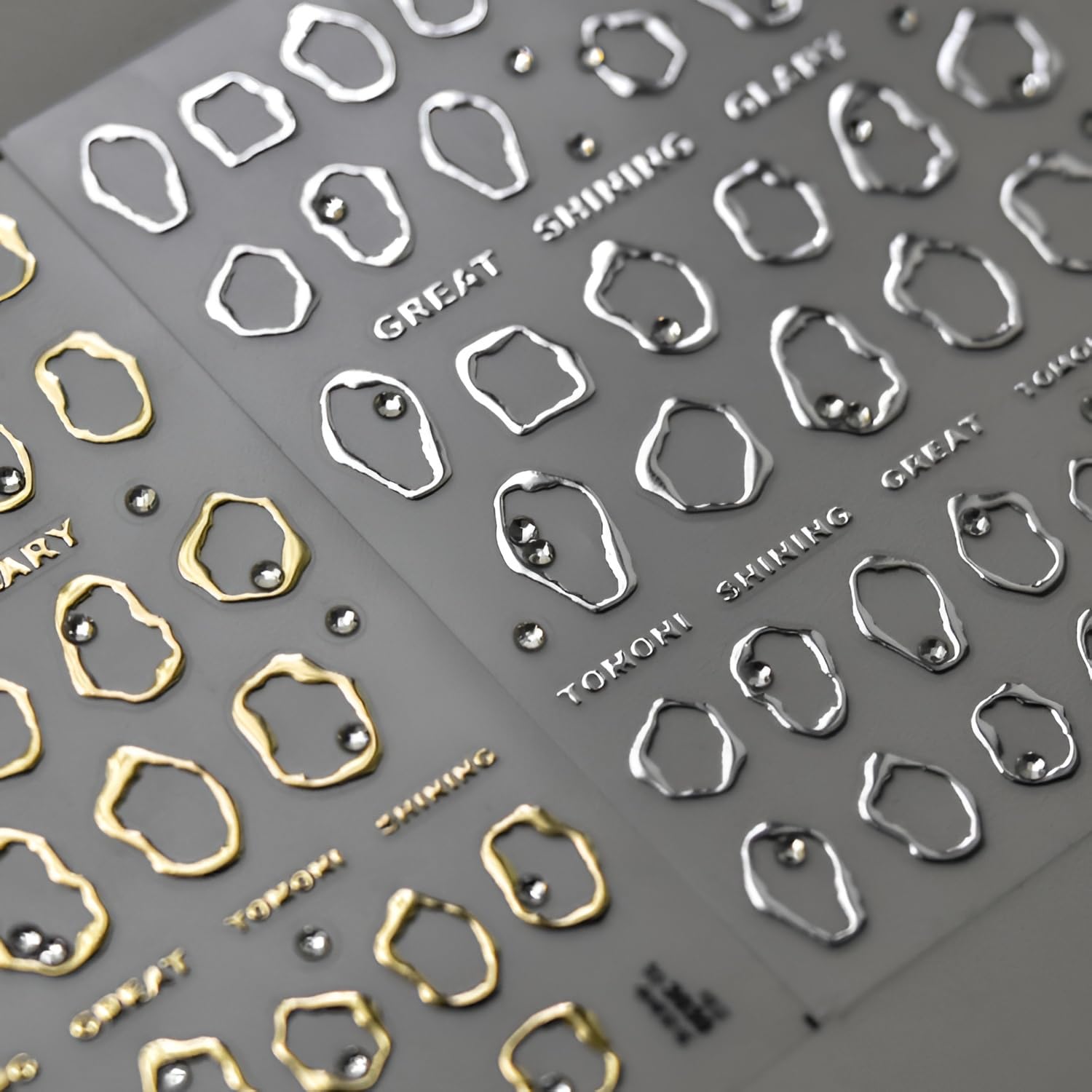 Namrec estampa uñas plata dorado 5D relieve para uñas con brillo duradero