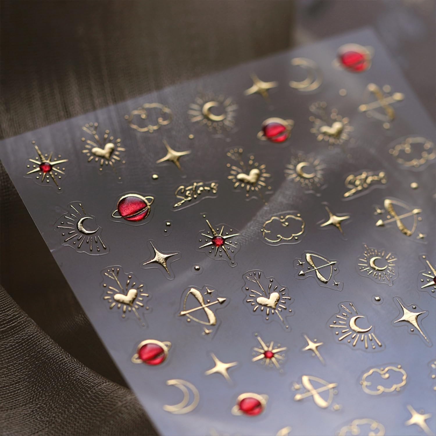 Namrec pegatinas doradas estrellas corazones luna para uñas, estilo festivo