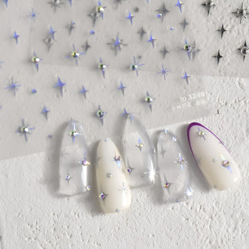 Namrec pegatinas estrella 5D uñas, aurora plata, acabado brillante para manicura.