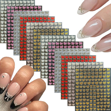 Namrec pegatinas lazo uñas 3D blancas para uñas elegantes y duraderas