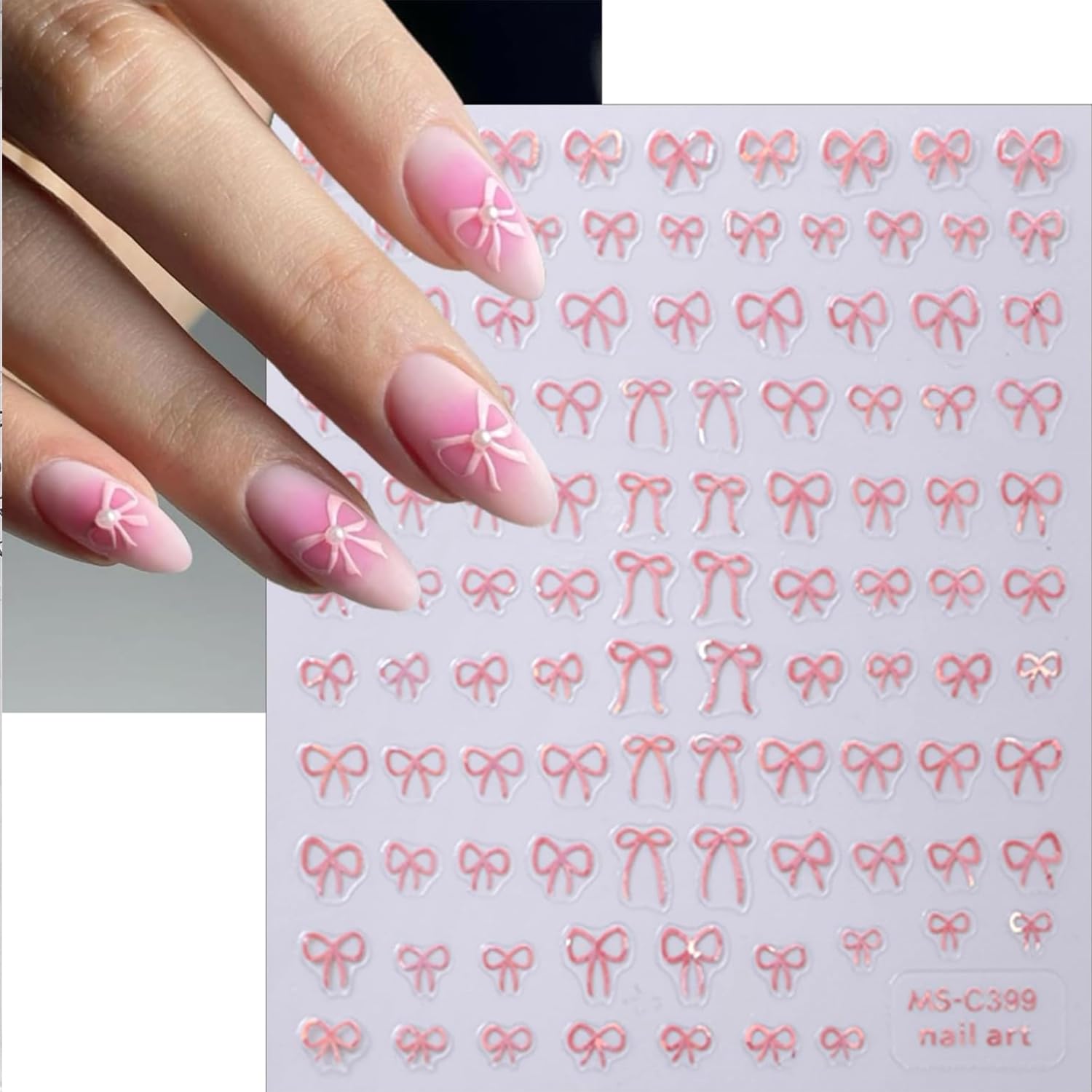 Namrec pegatinas lazo uñas 3D doradas para realzar detalles festivos