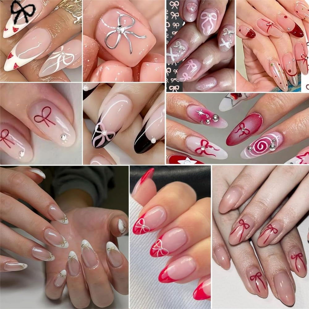 Namrec pegatinas lazo uñas 3D rosas para look femenino