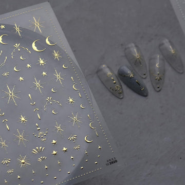 Namrec adhesivos luna-estrella dorados 3D, fáciles de aplicar.
