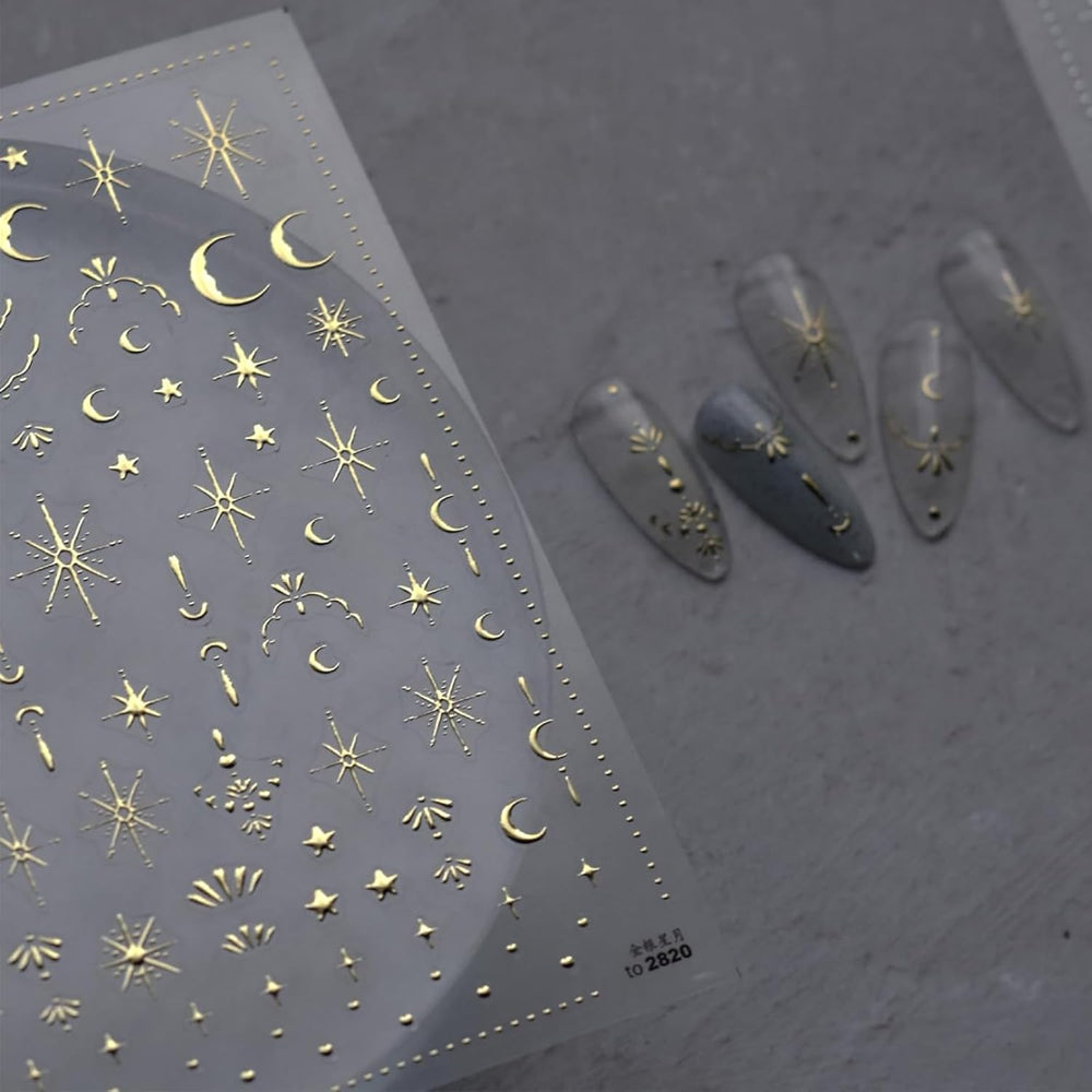 Namrec adhesivos luna-estrella dorados 3D, fáciles de aplicar.