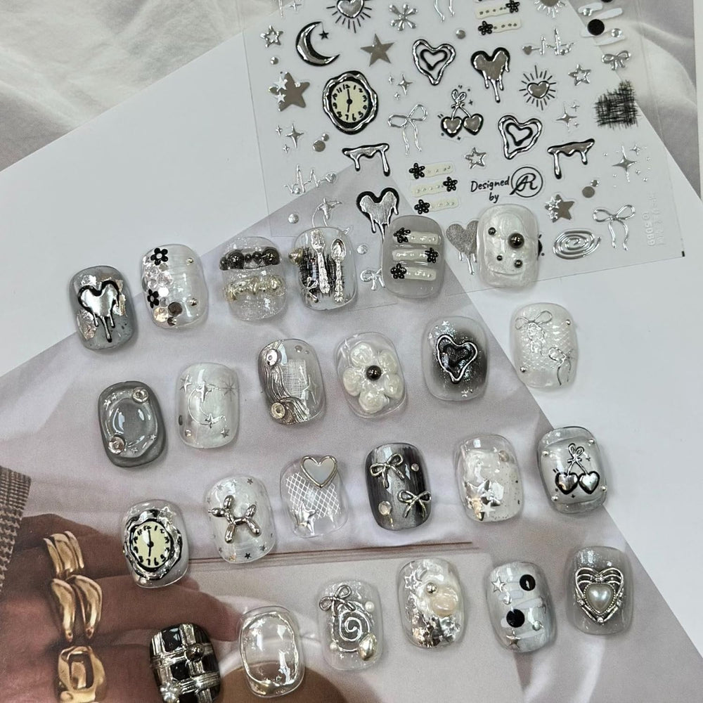 Namrec pegatinas uña luna y estrella plata para manicura temática