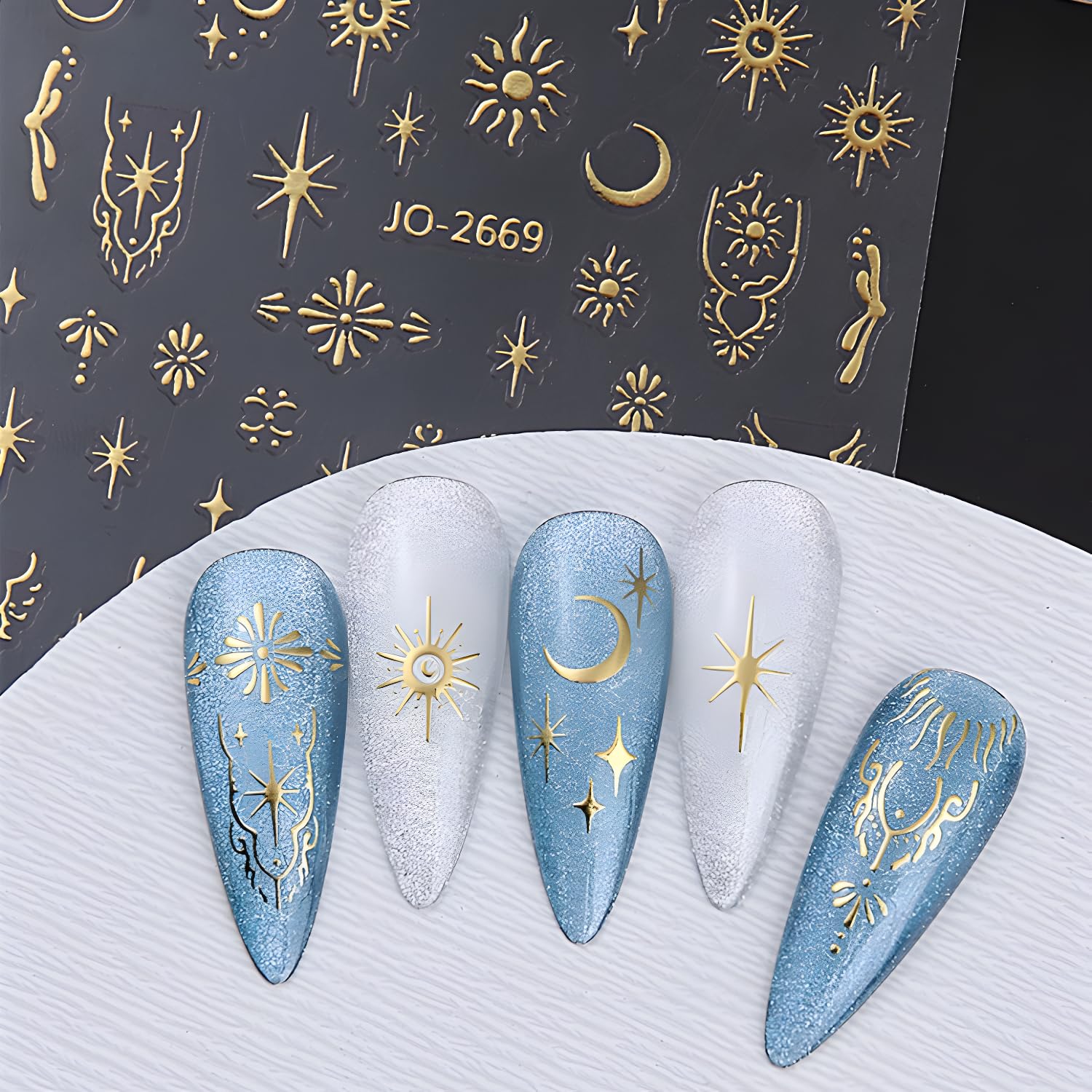 Namrec stickers 3D sol: brillo y relieve para uñas destacadas.