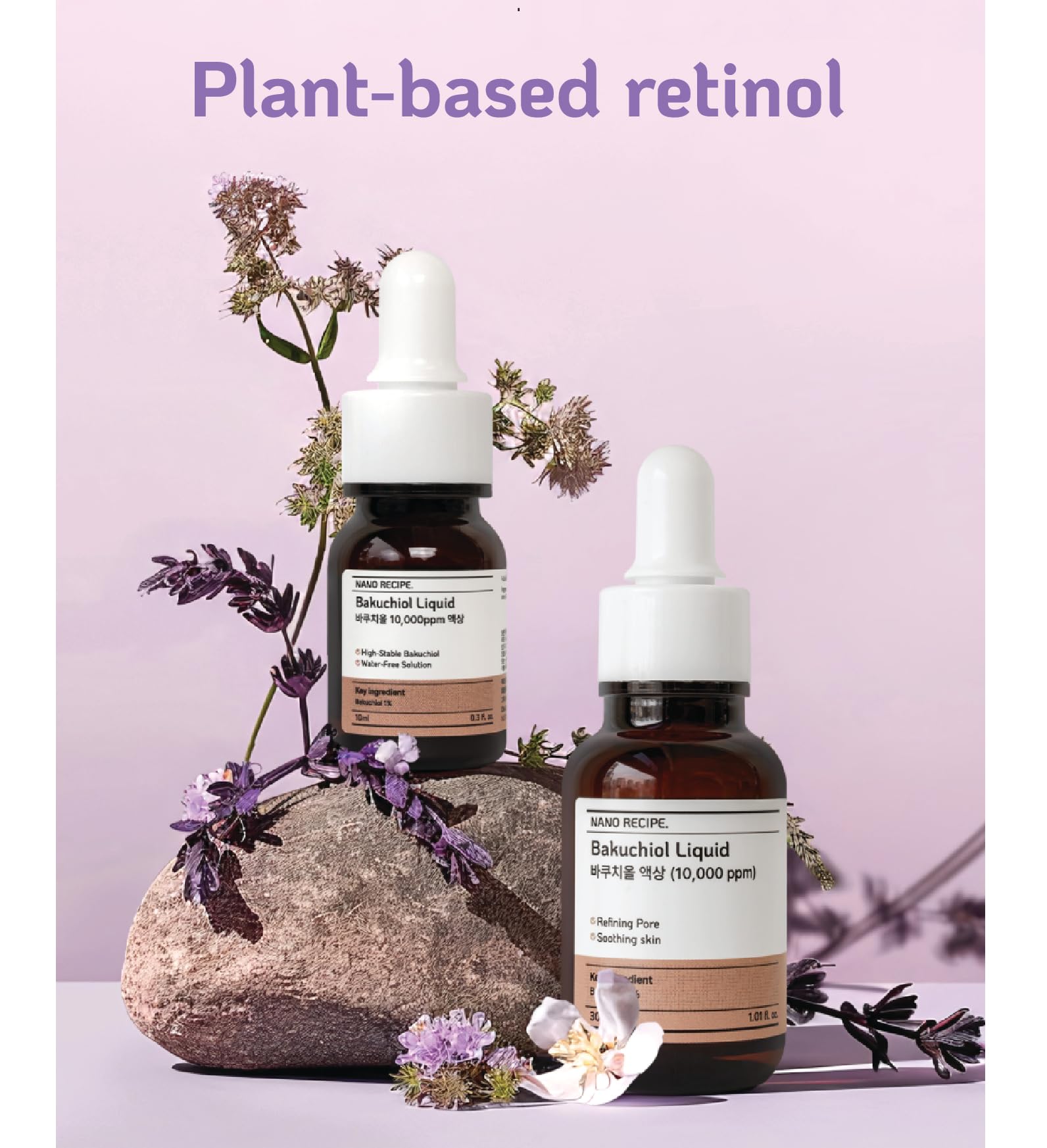 Nano Recipe Bakuchiol Coreano, uso diario, alternativa al retinol para mejorar la textura de la piel.