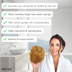 Esponja Naroa de textura nutritiva, genera espuma rica para limpieza agradable