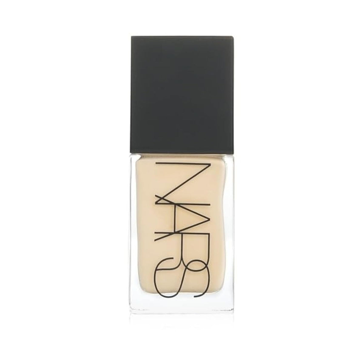 NARS Base de maquillaje de luz reflectante L3 Gobi, botella, acabado luminoso y natural.